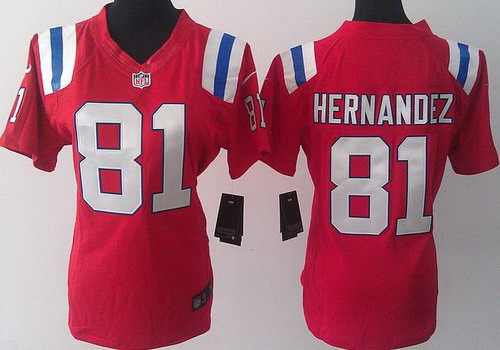 Women Nike New England Patriots 81 Hernandez Red LIMITED Jerseys