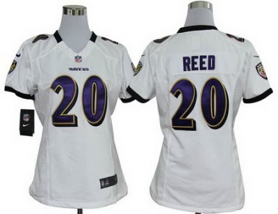 Women Nike Baltimore Ravens #20 Ed Reed White Nike NFL Jerseys