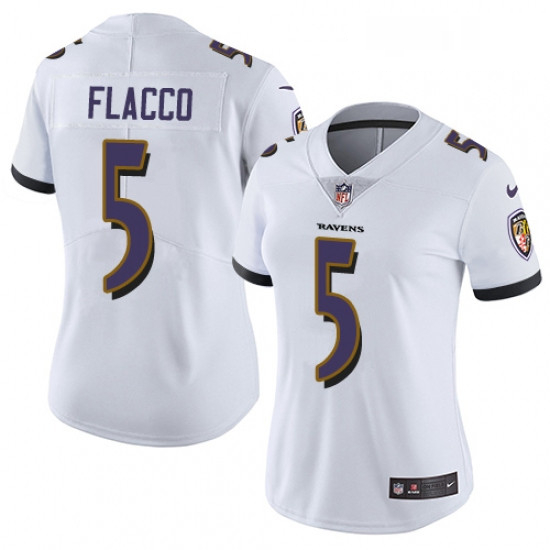 Womens Nike Baltimore Ravens 5 Joe Flacco White Vapor Untouchable Limited Player NFL Jersey