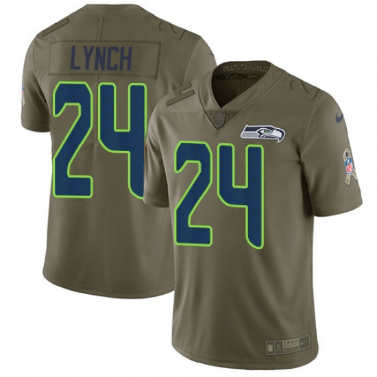 Mens Nike Seattle Seahawks 24 Marshawn Lynch Limited Olive 2017 Salute to Service NFL Jersey