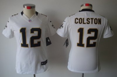 Women Nike New Orleans Saints #12 Marques Colston White Game LIMITED Nike NFL Jerseys