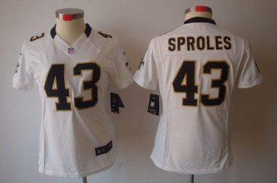 Women Nike New Orleans Saints #43 Darren Sproles White Game LIMITED Nike NFL Jerseys