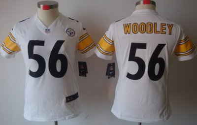 Women Nike Pittsburgh Steelers #56 Lamarr Woodley White Game LIMITED Nike NFL Jerseys