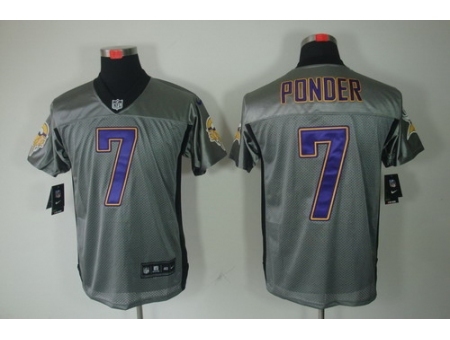 Nike Minnesota Vikings 7 Christian Ponder Grey Elite Shadow NFL Jersey