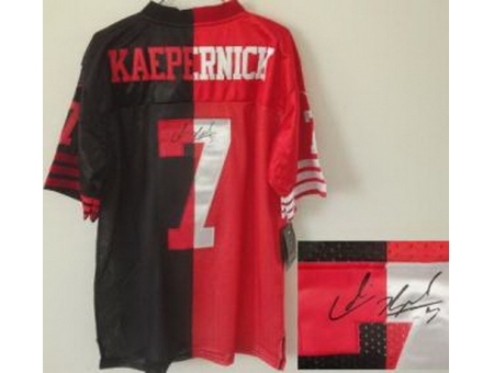 Nike San Francisco 49ers 7 Colin Kaepernick Red Black Elite Split Signed NFL Jersey