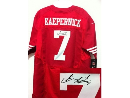 Nike San Francisco 49ers 7 Colin Kaepernick Red Elite Signed NFL Jersey