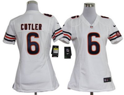 Women Nike Chicago Bears 6# Jay Cutler White Jersey