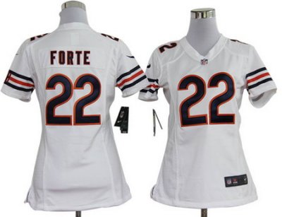 Women Nike Chicago Bears 22# Matt Forte White Jersey