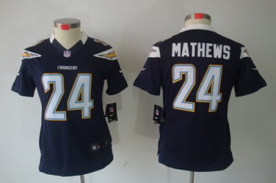 Nike Women San Diego Charger #24 Mathews Blue Color[Women Limited Jerseys]