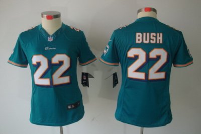 Women Nike Miami Dolphins 22# Reggie Bush Green Color[Women Limited Jerseys]