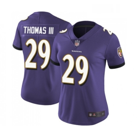 Womens Baltimore Ravens 29 Earl Thomas III Purple Team Color Vapor Untouchable Limited Player Footba