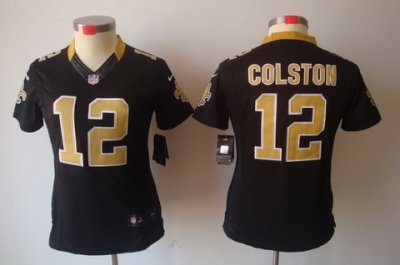 Women Nike New Orleans Saints #12 Marques Colston Black Game LIMITED Nike NFL Jerseys