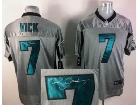 Nike Philadelphia Eagles 7 Michael Vick Grey Elite Shadow Signed NFL Jersey