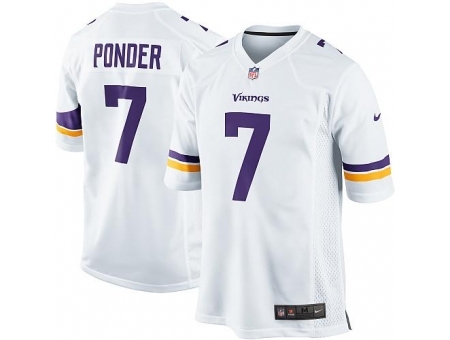 Nike Minnesota Vikings 7 Christian Ponder White Game NFL Jersey