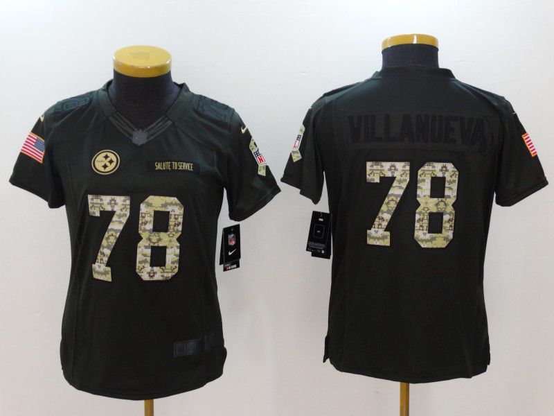 Youth Pittsburgh Steelers 78  Alejandro Villanueva Green Nike Salute to Service Limited NFL Jersey