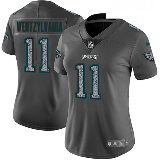 Womens Nike Philadelphia Eagles 11 Carson Wentz Gray Static Wentzylvania Vapor Untouchable Limited N