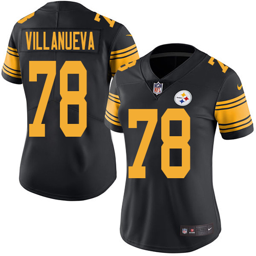 Womens Nike Pittsburgh Steelers #78 Alejandro Villanueva Elite Black Rush Vapor Untouchable NFL Jers