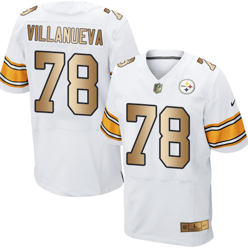 Nike Steelers #78 Alejandro Villanueva White Mens Stitched NFL Elite Gold Jersey