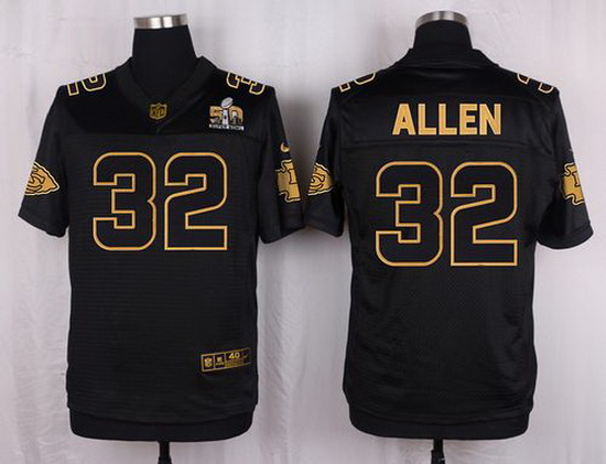 Nike Chiefs #32 Marcus Allen Black Mens Stitched NFL Elite Pro Line Gold Collection Jersey