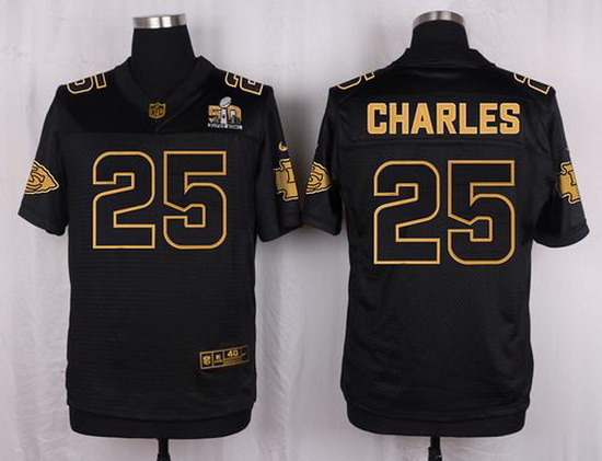 Nike Chiefs #25 Jamaal Charles Black Mens Stitched NFL Elite Pro Line Gold Collection Jersey