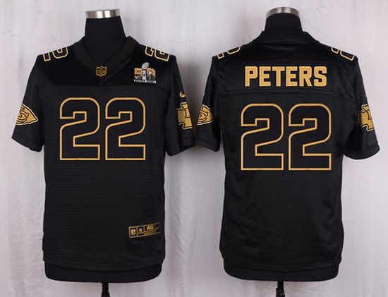 Nike Chiefs #22 Marcus Peters Black Mens Stitched NFL Elite Pro Line Gold Collection Jersey