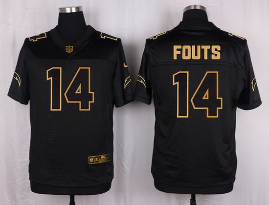 Nike Chargers #14 Dan Fouts Black Mens Stitched NFL Elite Pro Line Gold Collection Jersey