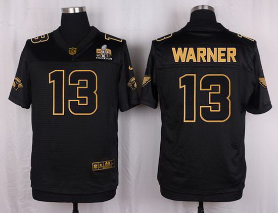 Nike Cardinals #13 Kurt Warner Pro Line Black Gold Collection Mens Stitched NFL Elite Jersey