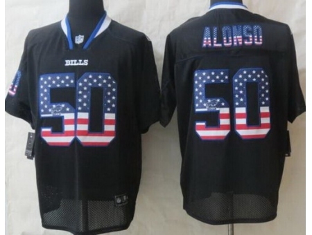 Nike Buffalo Bills 50 Kiko Alonso Black Elite USA Flag Fashion NFL Jersey