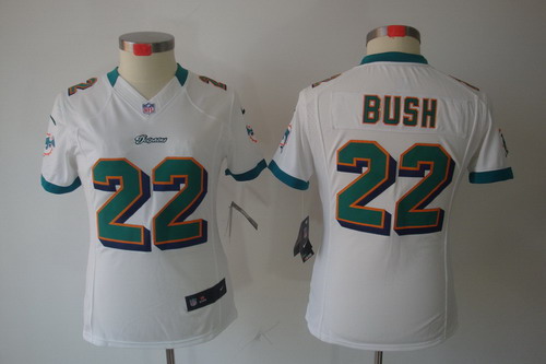 Women Nike Miami Dolphins 22# Reggie Bush White Color[Women Limited Jerseys]