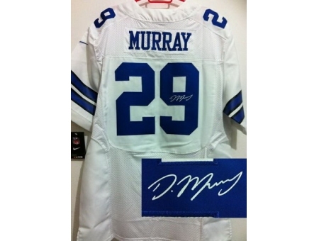 Nike Dallas Cowboys 29 DeMarco Murray White Elite Signed NFL Jersey