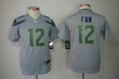 Youth Nike Seattle Seahawks 12# Fan Grey Color[Youth Limited Jerseys]