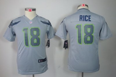 Youth Nike Seattle Seahawks 18# Sidney Rice Grey Color[Youth Limited Jerseys]