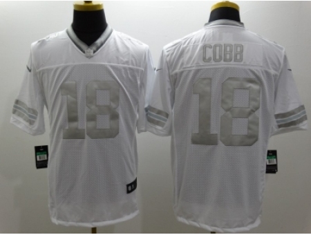 Nike Green Bay Packers 18 Randall Cobb White Game Platinum NFL Jersey