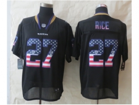 Nike Baltimore Ravens 27 Rice Black Elite USA Flag Fashion NFL Jersey