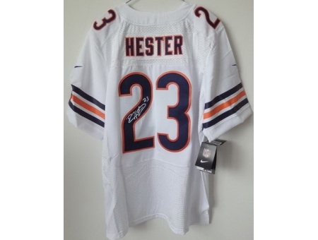 Nike Chicago Bears 23 Devin Hester White Elite Signed NFL Jersey