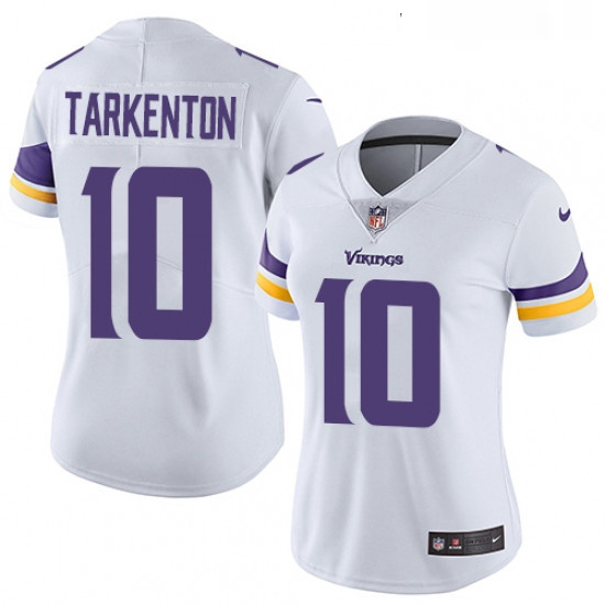 Womens Nike Minnesota Vikings 10 Fran Tarkenton White Vapor Untouchable Limited Player NFL Jersey