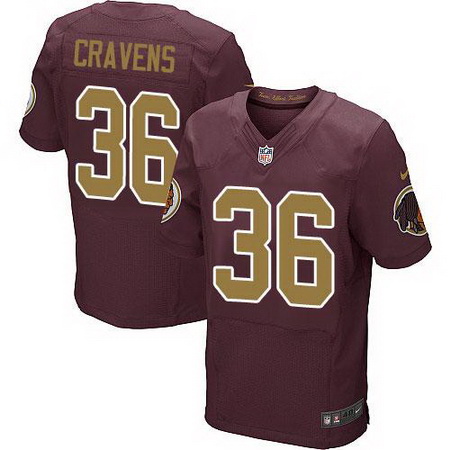 Nike Redskins #36 Su 27a Cravens Burgundy Red Alternate Mens Stitched NFL 80TH Throwback Elite Jerse