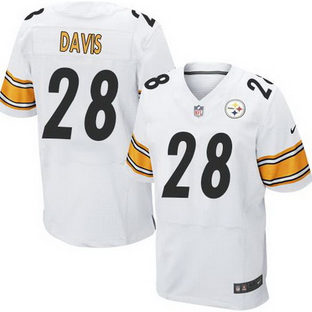 Nike Steelers #28 Sean Davis White Mens Stitched NFL Elite Jersey