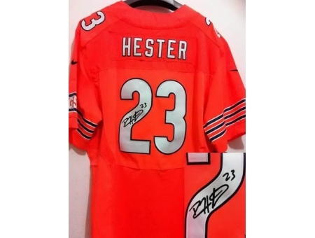 Nike Chicago Bears 23 Devin Hester Orange Elite Signed NFL Jersey