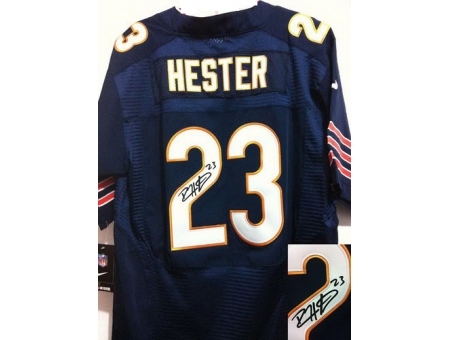 Nike Chicago Bears 23 Devin Hester Blue Elite Signed NFL Jersey