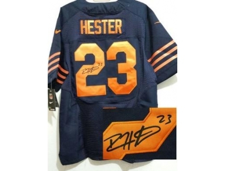 Nike Chicago Bears 23 Devin Hester Blue Elite Orange Number Signed NFL Jersey