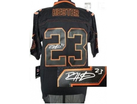 Nike Chicago Bears 23 Devin Hester Black Elite Light Out Signed NFL Jersey