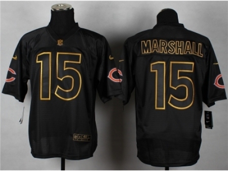 Nike chicago bears 15 brandon marshall black Elite gold lettering NFL Jersey