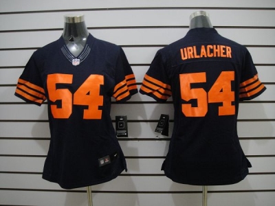 Nike Women Chicago Bears #54 Urlacher blue jerseys(Orange Number)