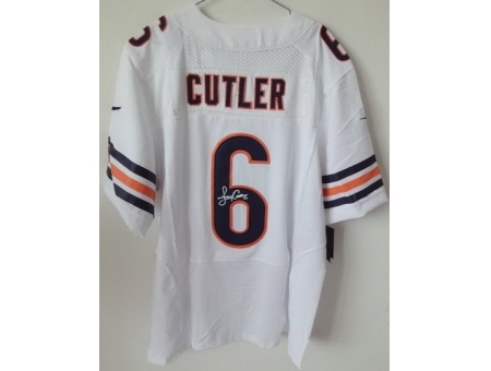 Nike Chicago Bears 6 Jay Cutler White Elite Signed NFL Jersey