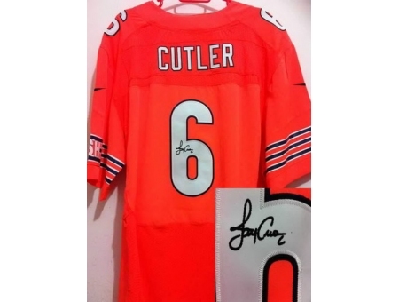 Nike Chicago Bears 6 Jay Cutler Orange Elite Signed NFL Jersey