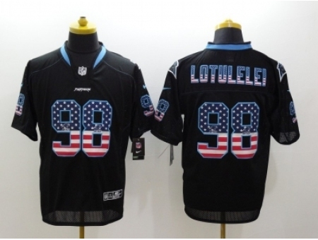 Nike Carolina Panthers 98 Star Lotulelei Black USA Flag Fashion Elite NFL Jersey