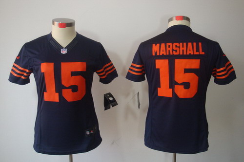 Nike Women Chicago Bears #15 Brandon Marshall Blue Color[Women Limited Jerseys]Orange Number