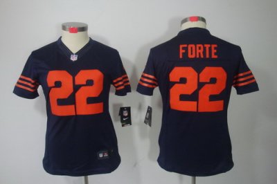 Nike Women Chicago Bears #22 Matt Forte Blue Color[Women Limited Jerseys]Orange Number