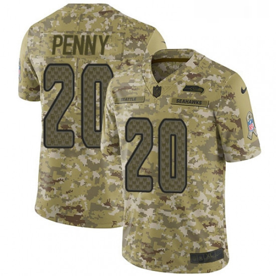 Youth Nike Seattle Seahawks 20 Rashaad Penny Limited Camo 2018 Salute to Service NFL Jersey